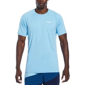 Nike Men's Dri-FIT UPF 40+ Hydroguard Swim Tee (US, Alpha, Medium, Regular, Regular, Aquarius Blue)