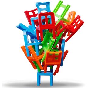 Pack of 36 Children Stacking Chairs DIY Balance Chair Stool Parent-Child Gathering Puzzle Board Game Early Childhood Educational Color Chair Stacking Toys