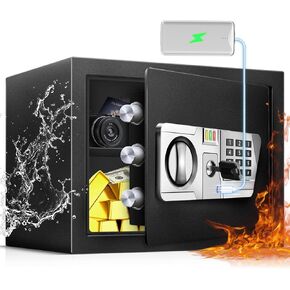 TOTOY 2.5 Cu Ft Large Safe Box For Home Documents with Type-C External Power - Steel Security Safe and Lock Box with Electronic Keypad, LED Sensor Light- Safety Box For Cash, Jewelry, Valuables