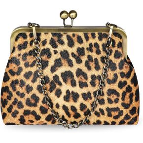 Women Small Retro Purse Vintage Top Handle Handbag Kiss Lock Shoulder Bag