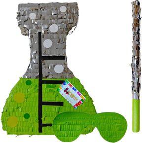 APINATA4U Mad Scientist Science Beaker Pinata with Stick and Mask (17.5x12.2x3.5 inch) - Unleash Fun at Your Science-themed Celebration! Perfect for Birthday Parties, School Events, and More!