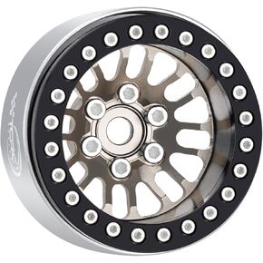 4PCS Aluminum Deep Dish 1.9 Inch Beadlock Wheels Hubs for 1/10 Axial Wraith RR10 YETI SCX10 D90 TRAXXAS TRX4 CC01 RC Crawler Car,Gunmetal