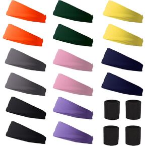 EEEKit 16 قطعة عصابات رأس للتمرين للنساء والرجال، عصابات رأس للرجال، عصابات رأس غير قابلة للانزلاق فتل وسريعة الجفاف مع 4 أساور معصم للياقة البدنية والجري واليوجا والتمارين الخارجية in Kuwait