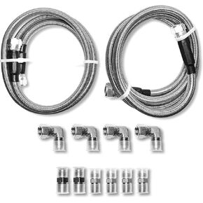 6AN Transmission Cooler Hose Kit Lines Fitting Kit 70" for GM Chevy 1996-2021 4L80E, for Ford C4-C6-AOD, for Turbo 350/400/200-200R4/700R4 4L60 4L60E 4L65E,Stainless Steel Braided Lines