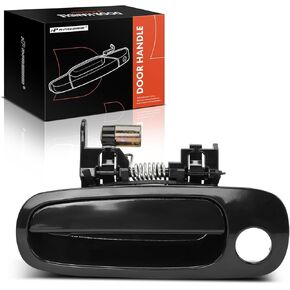 A-Premium Front Driver Side Exterior Door Handle with Keyhole Compatible with Toyota Corolla & Chevrolet Prizm, 1998 1999 2000 2001 2002, Smooth Black, Replace# 6922002030, 6922002040C0