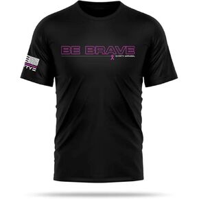 13 Fifty Apparel Be Brave Breast Cancer Shirts for Men Lightweight, Moisture-Wicking Fabric with UPF 30+ for All-Day Comfort.