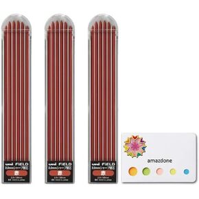Uni Mechanical Pencil, Field, 2.0mm replacement core red(U203101P.15), 6 leads x 3set = Total 18 leads and amazdone Sticky Notes