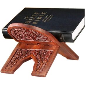 حامل عرض الكتاب المقدس القابل للطي مقاس 10 بوصة من خشب الورد المنحوت