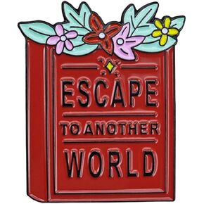 Escape To Another World Book Enamel Pin Read, Librarian, Library, Pin, Cute Pin, Lanyard Pin Novel Book Lover Enamel Pin Jewelry for Book Lover Gift