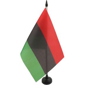 AFRO-American Table Flag 5'' x 8'' - African Desk Flag 21 x 14 cm - Black plastic stick and base - AZ FLAG