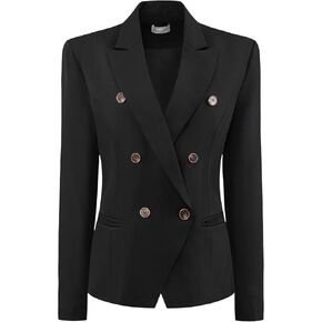 Women's Business Suit Jacket Double Breasted Long Sleeve Casual Work Blazers