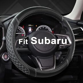 West Llama Customized Auto Car Steering Wheel Cover for Subaru Forester,Outback,Crosstrek,Impreza,Legacy,14.5-15 inch (Black-Standard Size)