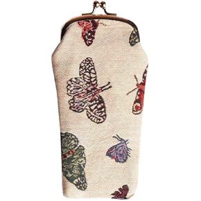 Signare Tapestry Glasses Case for Women Eyeglass Pouch With Butterfly Design (GPCH-BUTT)