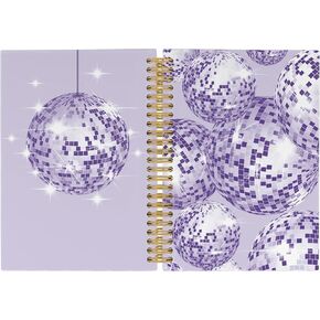 Preppy Disco Ball Journal Notebook - Trendy Pink Notebooks College Ruled for Work School, Funky Coquette Gift for Teens Girls, Hardcover Spiral Notebook 5.5"x8.3"