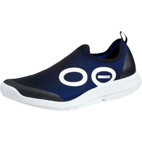 OOFOS Men’s OOmg Sport Low Shoe, White & Navy - Lightweight Recovery Footwear - Reduces Stress on Feet, Joints & Back - Machine Washable - Men’s Size 13