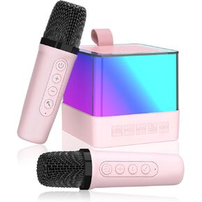 Mini Karaoke Machine with 2 Wireless Microphones, Kids Toys Portable Bluetooth Speaker for Kids Adults Toddler, Christmas Girls Toys for 4 5 6 7 8 9 10 12 Year Old Birthday Gift Ideas