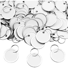 koorito 60 PCS Metal Rim Key Tags 1.22 Inches Round Paper Tags with Split Rings Double-sided Writable Round Key Tags