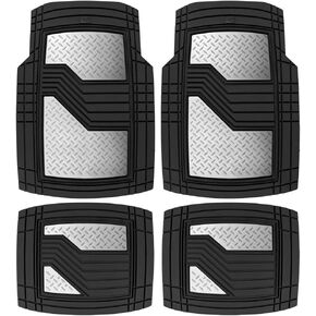 Cat® DiamondShield™ Rubber Floor Mats for Cars Trucks SUV, All Weather Protection, Front and Rear Car Mats with Heel Pad & Anti-Slip Backing, Universal Trim-to-Fit Rubber Floor Mats for Car, Green
