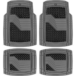 Cat® DiamondShield™ Rubber Floor Mats for Cars Trucks SUV, All Weather Protection, Front and Rear Car Mats with Heel Pad & Anti-Slip Backing, Universal Trim-to-Fit Rubber Floor Mats for Car, Green