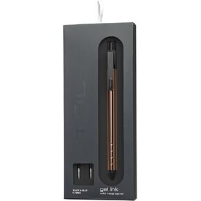TUL® Fine Writing Solid Metal Barrel Retractable Gel Pen with 2 Refills, Medium Point, 0.7 mm, Rose Gold Barrel, Black/Blue Ink