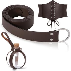 SUOSDEY Renaissance Medieval Belt Corset Bag Set Accessories Witch Potion Bottles Lights Pouch Halloween Cosplay