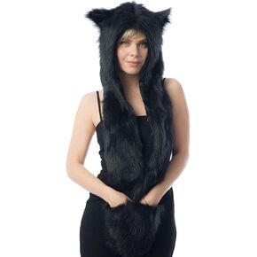 Halloween Black Bear Animal Hood,Mittens, Gloves, Scarf, One Size in Kuwait