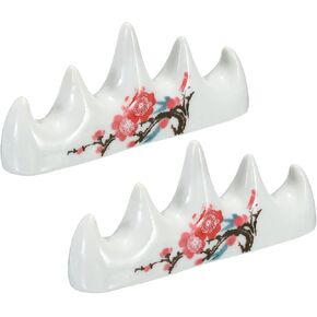 PATIKIL Calligraphy Writing Brush Rack, 2 Pack 4 Ports Ceramic Chinese Calligraphy Brush Pen Holder Stand Rest Tool for Writing Painting Brushes, White