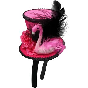 Nicky Bigs Novelties Womens Fake Flamingo Hat on Headband - Mini Costume Facisnator Hats - Halloween Costume Accessory, Pink, One Size