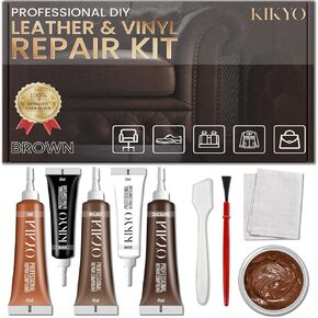Brown Leather Repair Kit for Furniture, Mess-Free Leather Couch Repair Kit with Color Mixing Guide for Tears, Holes, Cracks, Scratches