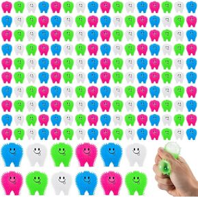 50 Pcs Mini Tooth Toy Fidget Stress Relief Puffer Squeezy Toys Birthday Party School, 2 Inch
