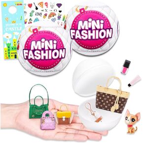 ZURU 5 Surprise Mini Brands Fashion Mystery Set - 2 Pack Series 1 Surprise Mini Fashion Toys Mystery Bundle مع الوشم، المزيد | سلسلة أزياء الماركات الصغيرة