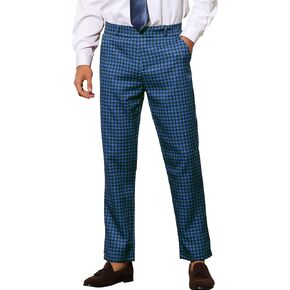 بنطال Lars Amadeus بنمط Houndstooth للرجال ذو قصة ضيقة للعمل الكلاسيكي منقوش