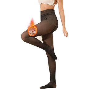 Fleece Lined Tights Women Warm Pantyhose Leggings Women,Fake Translucent Thermal Skin Colored Tights for Winter
