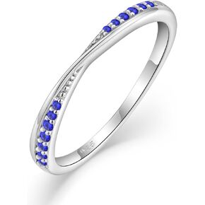 Stackable Wedding Band 925 Sterling Silver Promise Rings Engagement Anniversary Half Eternity Ring Birthstone Jewelry Gifts for Women Size 5-10