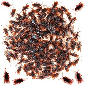 GXXMEI 200PCS Fake Roaches Toys Set, Realistic Fake Cockroaches Great Way to Play a Prank, Faux Cockroaches for Halloween Prank Toy, Kids Trick Joke Toys Adult Fool's Day Prank Gifts Party Favors