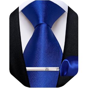 DiBanGu Satin Ties for Men Solid Color Necktie and Pocket Square Tie Clip Set Formal Shiny Ties in Gift Box Party Wedding in Saudi Arabia