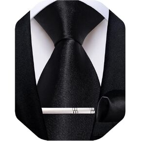 DiBanGu Satin Ties for Men Solid Color Necktie and Pocket Square Tie Clip Set Formal Shiny Ties in Gift Box Party Wedding