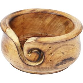 TrendBell Thanksgiving Day Gifts Wooden Yarn Bowl - Wooden Yarn Bowls for Crocheting with Holes, Preventing Slipping and Tangles, Handmade Craft Knitting Bowl Easter Gift for Knitting Lovers