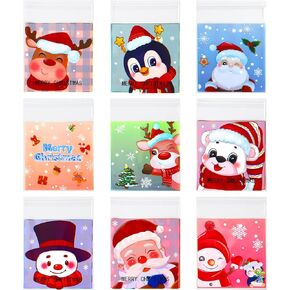 400 Pcs Christmas Cellophane Bags, 9 Styles Self Sealing Clear Christmas Cellophane Bags, Christmas Plastic Gift Bags for Gift Giving Christmas Decor Party DIY Supplies Favor