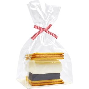 Yotelab Smores Bags, Flat Bottom Cellophane Bags, 4x2x8 Inches Gusseted Cellophane Bags With Paper Insert,100 Pieces