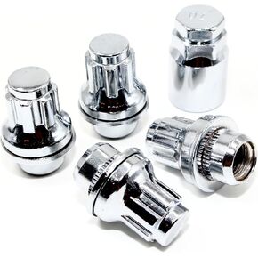 Set of 4 Veritek 14x1.5mm 1.7 Inch 43mm Length 21mm Key Hex OEM Factory Mag Washer Style Chrome Wheel Locks for Toyota Tacoma Grand Highlander SR5 Pre-Runner TRD VPE-45100CH