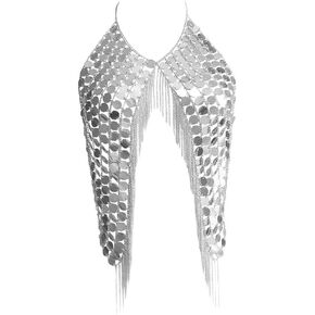 Women's Body Chain Necklace Sexy Bra Jewelry Harness Top for Wedding Halloween Costume