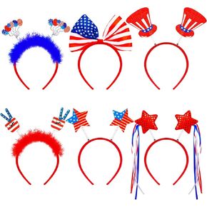 Blowata Headband, Felt Patriotic Head Boppers Pack for 4th of July Party Favors