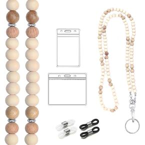 Teacher Lanyard with ID Holder Handcrafted Wooden Bead Boho Lanyard for ID Badges - Elegant with Swivel Clasp - Professional & Stylish Office Accessory