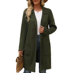 VIMPUNEC Fall Long Cardigan Sweaters for Women Trendy Open Front Coats Knit Winter Jackets Coatigan