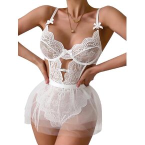 Dlsave Women's Sexy lingerie for Women Push Up Teddy Lingerie set Lace 1 Piece Bodysuit