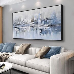 Flower Wall Decor White and Gray Floral With Golden Stamen Botanical Wall Art Framed Artwork for Walls Canvas Prints Painting for Living Room Bedroom Office Home Decor 29"x58"