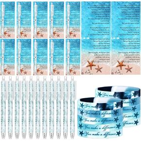10 Sets Starfish Story Gifts You Make a Difference Ballpoint Pens Motivational Cards Silicone Wristbands Bracelets Thank You Gift for Employee Coworker Volunteer Team Staff