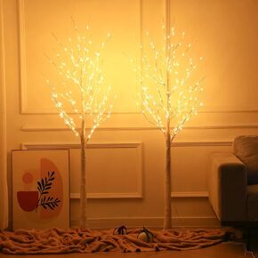 Birch Tree Light,3PK (4Ft, 6Ft, 8Ft), LED Artificial Tree Lamp with Timer,Lighted Twig Birch Tree with Fairy Light,Prelit Birch Christmas Tree for Xmas Indoor Outdoor Home Party Garden Decor