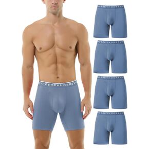 Hoerev Pack of 4,Men's Trunk Long Leg Underwear Comfortable and Breathable Boxers